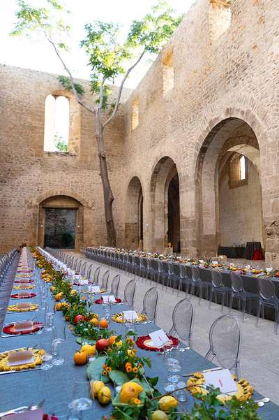 Vorbereitungen zum großen Gala-Dinner in der ehemaligen Kathedrale von Palermo.