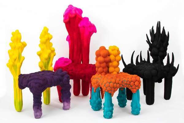 Kunterbunt Witzige Sitzgelegenheiten in allen Farben und Formen – die Möbel aus handgefärbter, nadelgefilzter Wolle sind von Mikroben und anderen organischen Formen inspiriert.