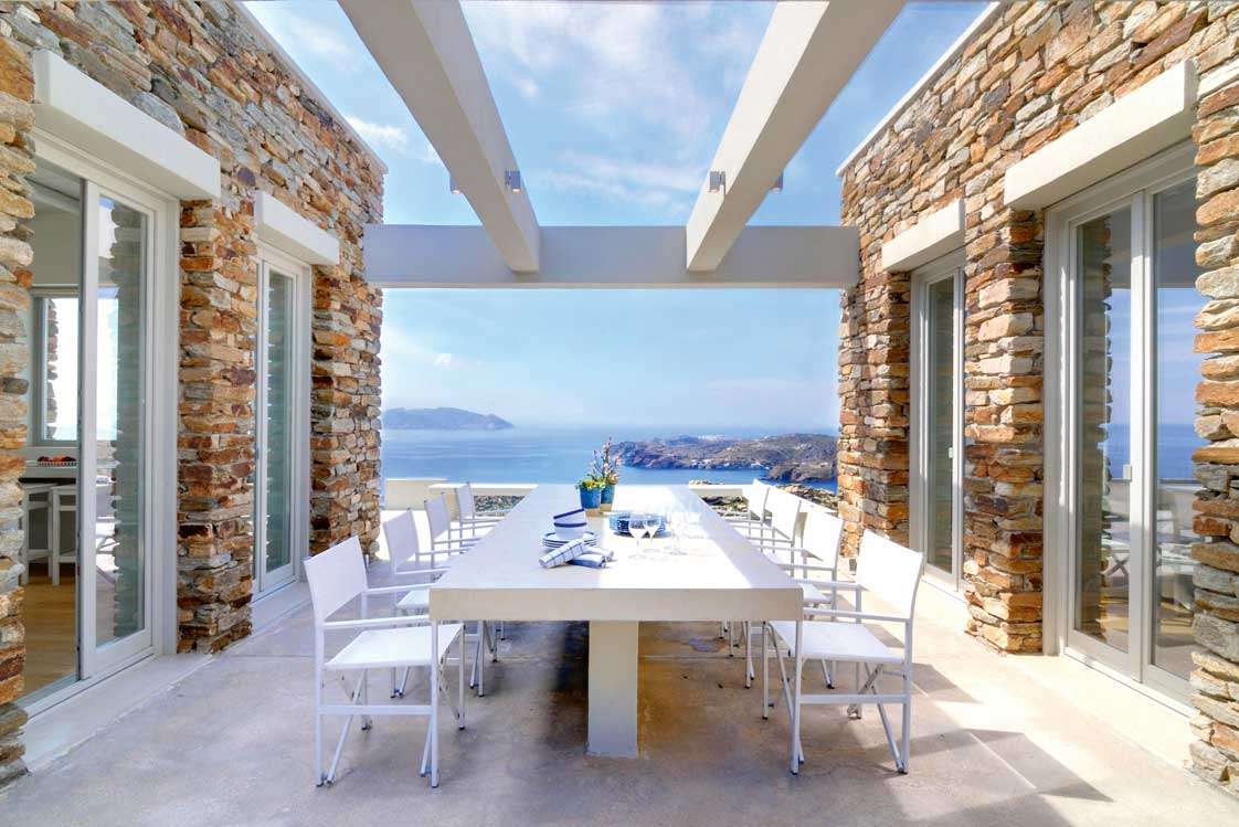 Terrasse, Ausblick, Meer, Griechenland