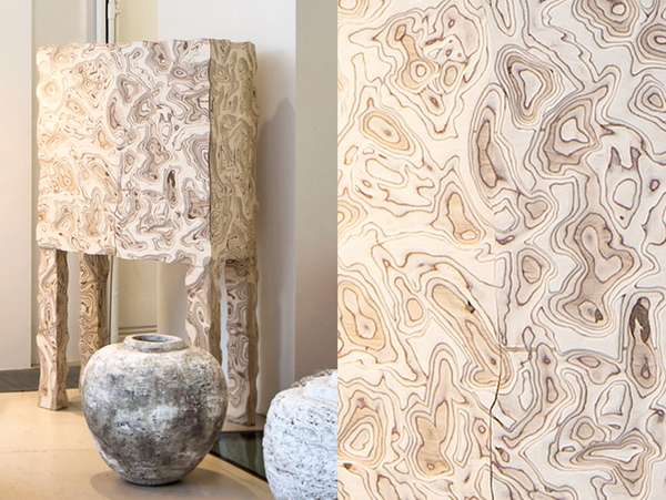 Das »Camouflage Cabinet« aus Birkenholz überzeugt optisch mit organischer Dynamik. mintshop.co.uk​​​​​​​