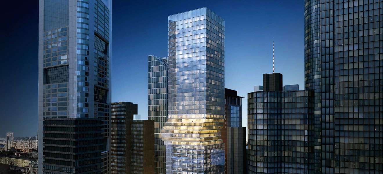 Für den US-amerikanischen Immobilieninvestor Tishman Speyer entwarf der dänische Bjarke Ingels den 185 Meter hohen Omniturm. Auffälligstes Element des gemischt genutzten Wohn- und Büroturms im Herzen Manhattans ist der dramatische Shift im mittleren B